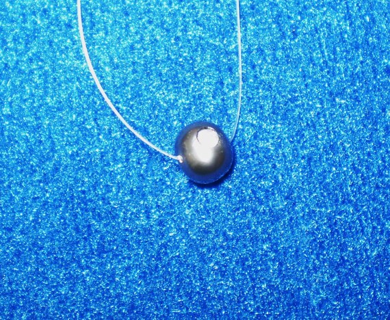 Handcrafted Peacock Pearl and CZ Necklace on Invisible Cord