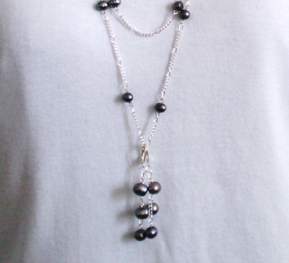 Pearl Jewelry Set - Necklaces, Earrings, Bracelet & Anklet in Peacock or White Pearls on Silver Plated Chain Designed for Multi-use