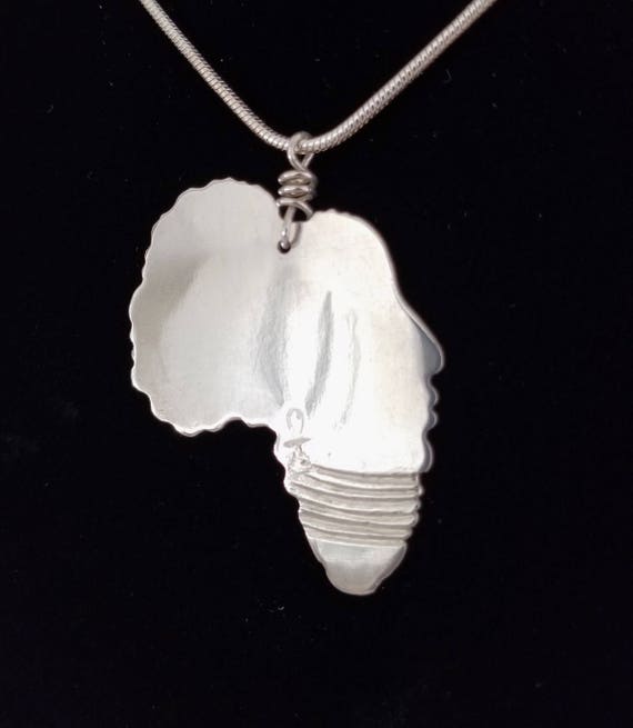 Sterling Silver .925  Necklace/Pendant Cameo Africa 'USO'  Face in Swahili Jewelry by Jennell (JxJ)