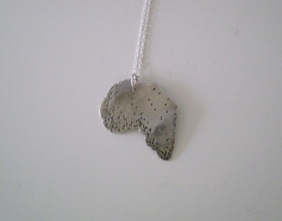 Sterling Silver Necklace Pendant Cameo  Africa 'USO' - Face in Swahili .925