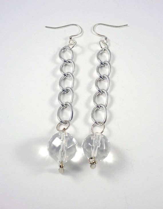 5x5 Collection:  Earrings 14mm Crystal Balls Silver Plated Chain 4 inches Long. The Five Items (Sold Separately) Total Approx. Five Feet.
