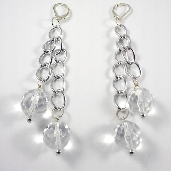 5x5 Collection:  Earrings 14mm Crystal Balls Silver Plated Chain 4 inches Long. The Five Items (Sold Separately) Total Approx. Five Feet.