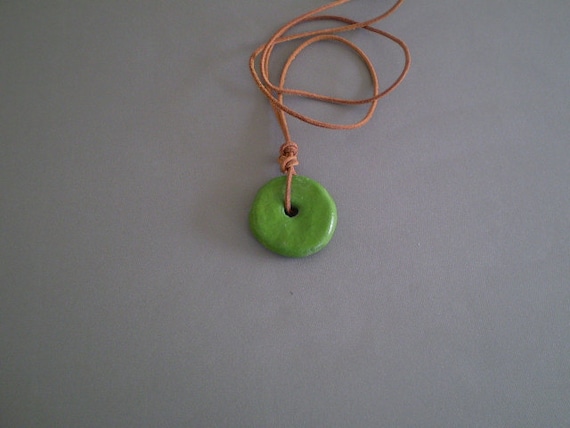 Handcrafted Green Faience Pendant Necklace
