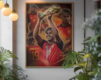 Lamine Yamal World Cup Champion Poster, Spain Soccer Wall Art, Football Gift for Him, Sports Bedroom Decor, Printable Digital Art