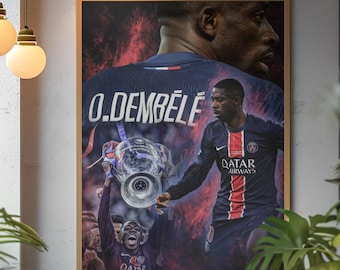 Ousmane Dembele Football Poster: Fußball Poster, PSG Poster