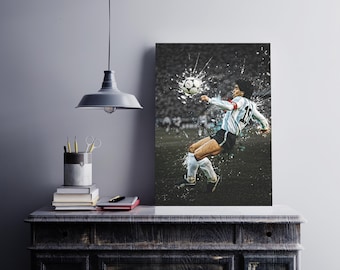 Diego Maradona Fußball Poster: Argentinien Legende, Fußball Kunst