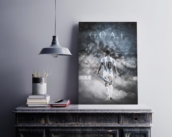 Lionel Messi Argentina Poster, World Cup Wall Art, Soccer Gift for Him, Sports Bedroom Decor, Printable Digital Art