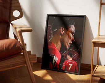 Cristiano Ronaldo Poster, Portugal Soccer Wall Art, Football Gift for Him, Sports Bedroom Decor, Printable Digital Art