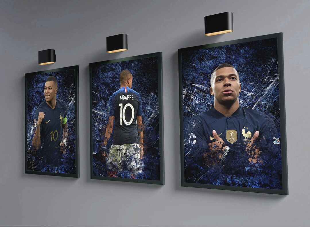 Kylian Mbappe - Set of 3 Football/soccer Prints - France National Team ...