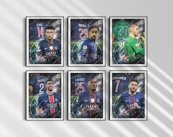 Set aus 9 PSG Fußballspielern – Wandkunst Fußball in deinen Händen