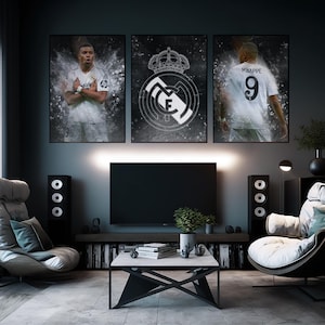 Kylian Mbappe - Set aus 3 Fußball Prints - Real Madrid Poster - Mbappe Poster - Fußball Kunst - Football Kunst - Football Poster