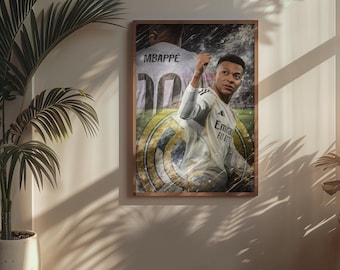 Kylian Mbappe Fußball Poster: Real Madrid Kunstdruck, Frankreich Fußball Poster
