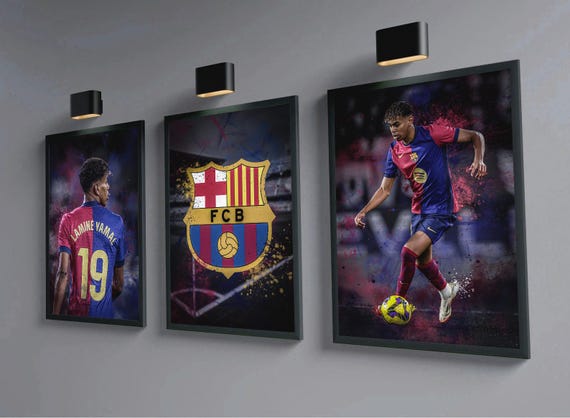 Lamine Yamal Posters: Barcelona Football Art Print, Soccer Poster (Set of 3)
