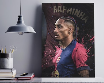 Raphinha - Brasilien Fußball Poster: Barcelona Wall Art