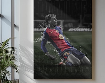 Lamine Yamal Fußball Poster: Barcelona, Spanien Fußball Kunst
