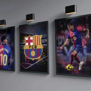 Lamine Yamal Posters: Barcelona Football Art Print, Soccer Poster (Set of 3) image 1