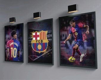 Lamine Yamal Poster Set of 3, Barcelona Wall Art, Soccer Gift for Him, Sports Bedroom Decor, Printable Digital Art