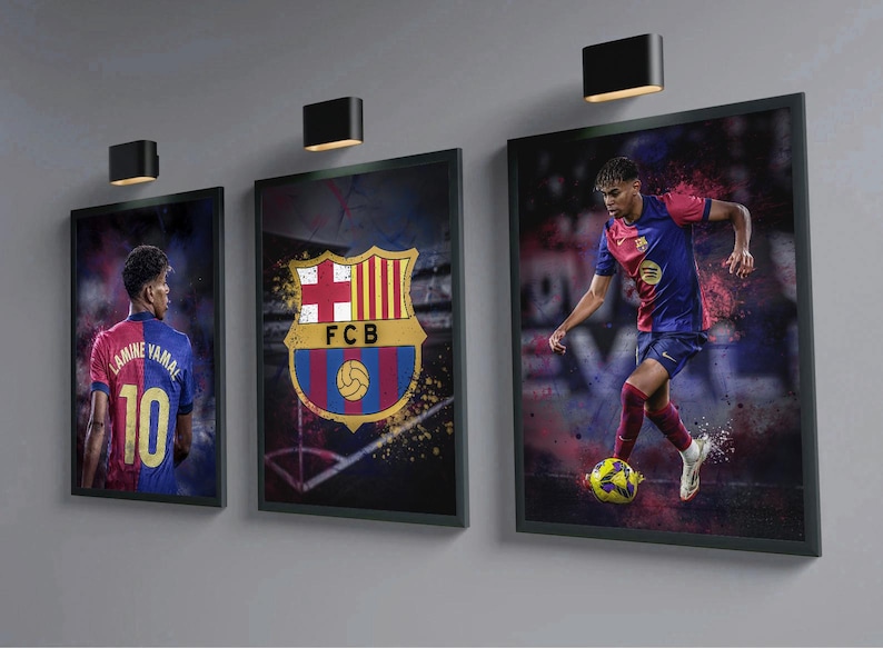 Lamine Yamal Posters: Barcelona Football Art Print, Soccer Poster (Set of 3) image 1