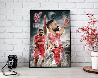 Mo Salah Spieler vom Fußball: Fußball Poster, Wanddeko, Fußballbild
