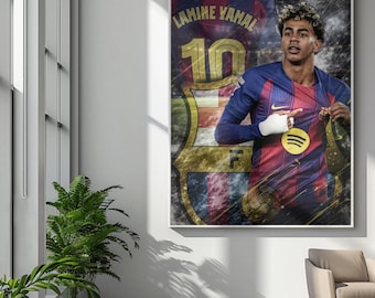 Lamine Yamal Fußball Poster: Barcelona Spanien Kunstdruck, Fußball Poster