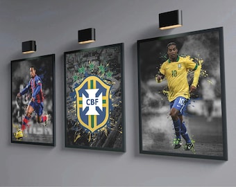 Ronaldinho Football Prints: Brazilian Soccer Legend (Set of 3)