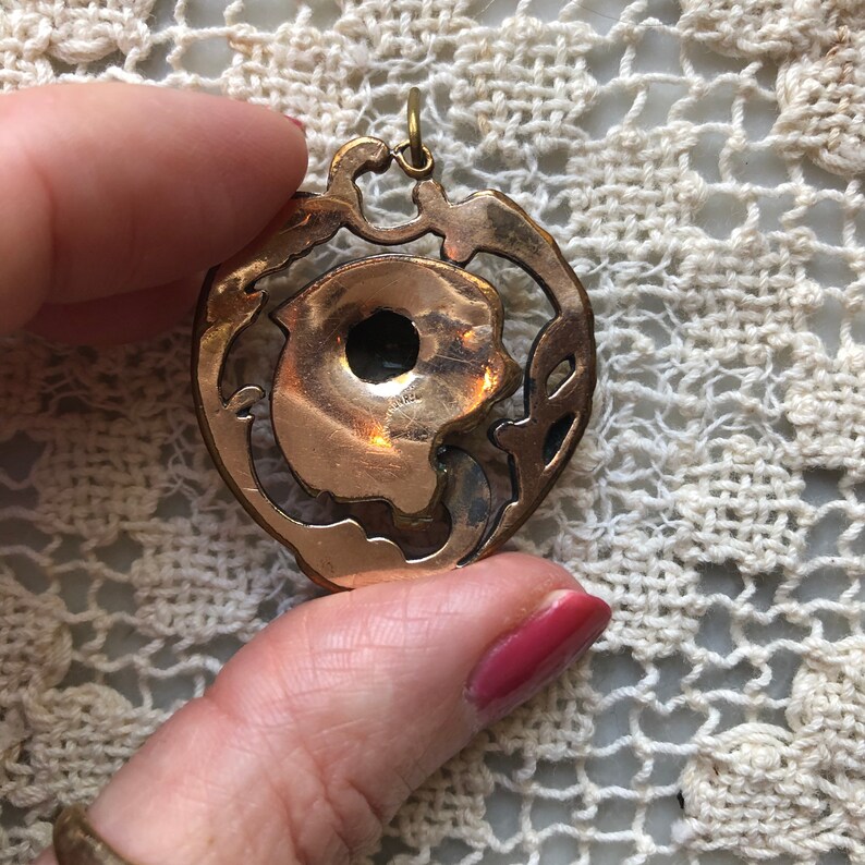 Art Nouveau Lion Head Pendant Rose Gold Fill