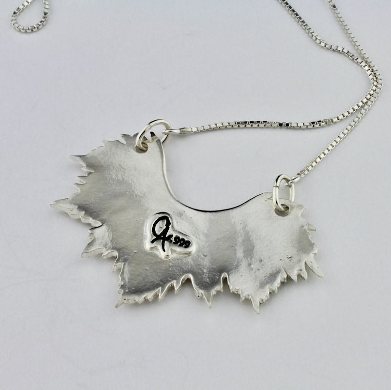 Fine Silver Artisan Grape Leaf Trio Long Adjustable Necklace by Carol Ann Bosek