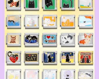 Pendentifs italiens chat/chien \ Bracelet à breloques italien \ Bracelet italien \ Breloque pour bracelet