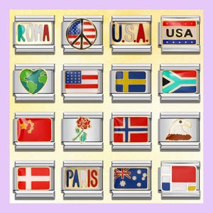 Flagge (Amerikanische Flagge) Italienische Charms ~ Italienisches Bettelarmband ~ Italienisches Armband ~ Charm für Armband
