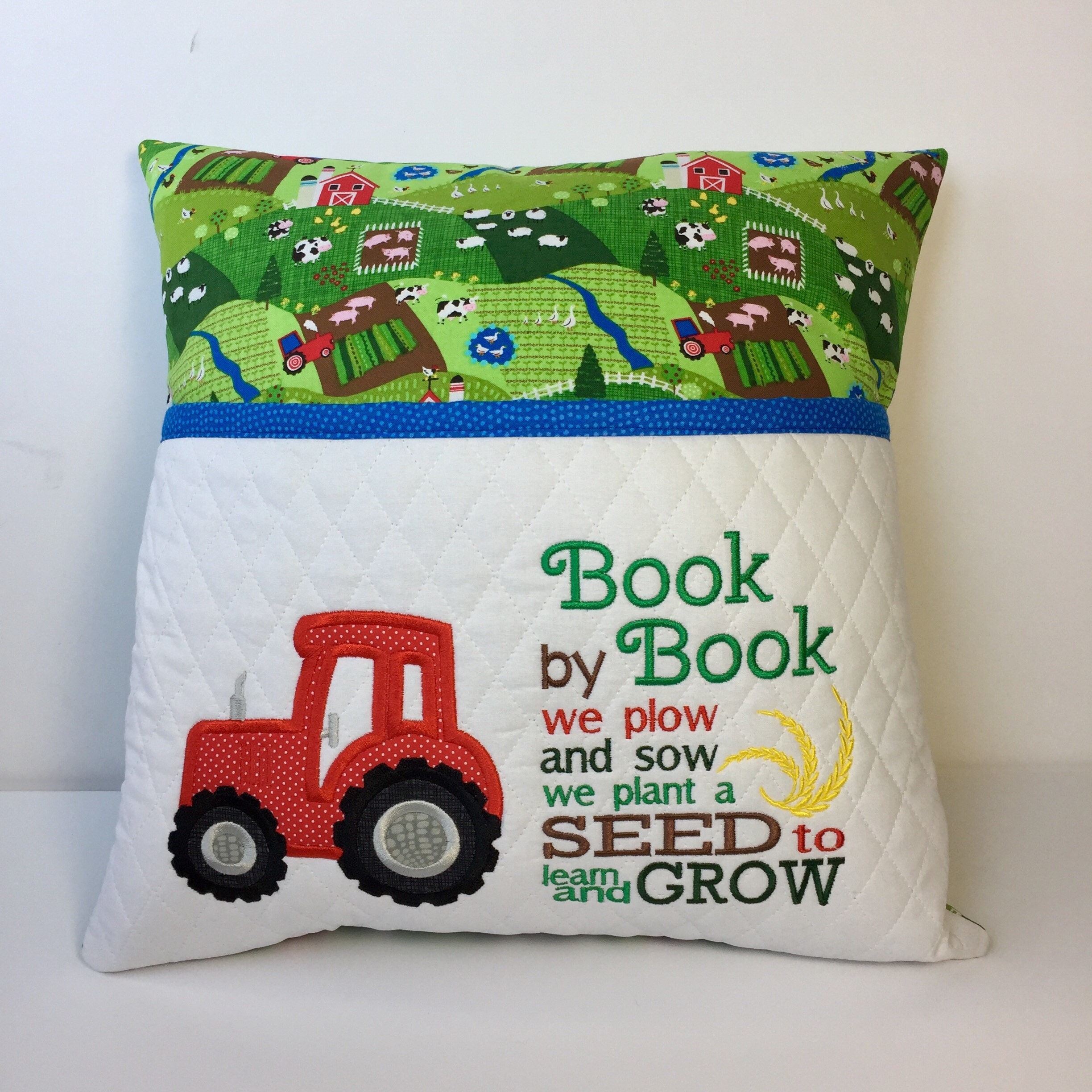 Storybook Pillow Reading pillow Farm Tractor fabric Etsy