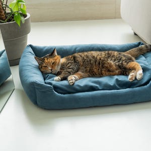 Compact orthopedic cat bed, handmade pet bed furniture, small dog couch, modern large dog bed, cat lover gift, eco-friendly pet supplies