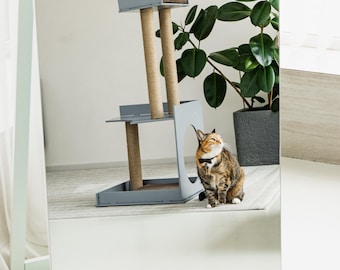 Modern Cat Tower Tree, Jute Scratching Post, Cat Lover Gift