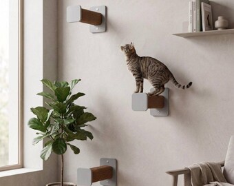 Modern Jute Wrapped Cat Wall Steps, Minimalist Cat Furniture Playground