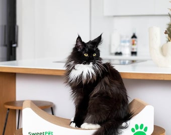 Modern Cat Scratch Lounger, Eco-Friendly Cardboard Cat Bed
