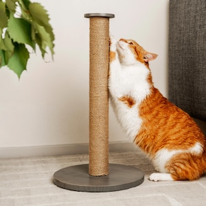 Cat scratcher tower, vertical sisal scratching post, cat tree furniture, modern pet supplies, unique gift for cat lovers, cat play stand