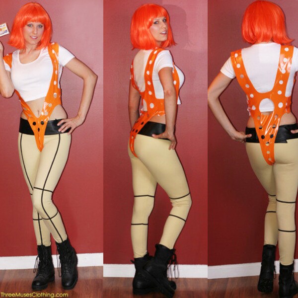 LeeLoo 5th Element Orange Suspenders Cosplay Costume Suspenders Only Ready to Ship ASAP