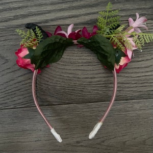 Cute Little Devil Horns with Pink Flowers on Headband, OOAK, demon horns, succubus image 5