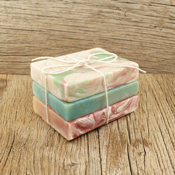 Stack of Soaps - End Pieces of Cold Process Soap, Unique Vegan with Unisex Scents, Bath and Body Soap