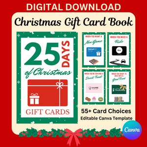 Libro de tarjetas de regalo de Navidad, regalo de Navidad para adolescentes, regalo de Navidad para niños, tarjeta de regalo de Navidad imprimible, regalo de Navidad para novias