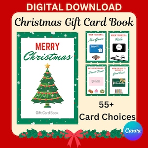 Kerstcadeaukaart Boek, kerstcadeau voor tieners, kerstcadeau voor kinderen, kerstcadeaukaart afdrukbaar, kerstcadeau vriendin