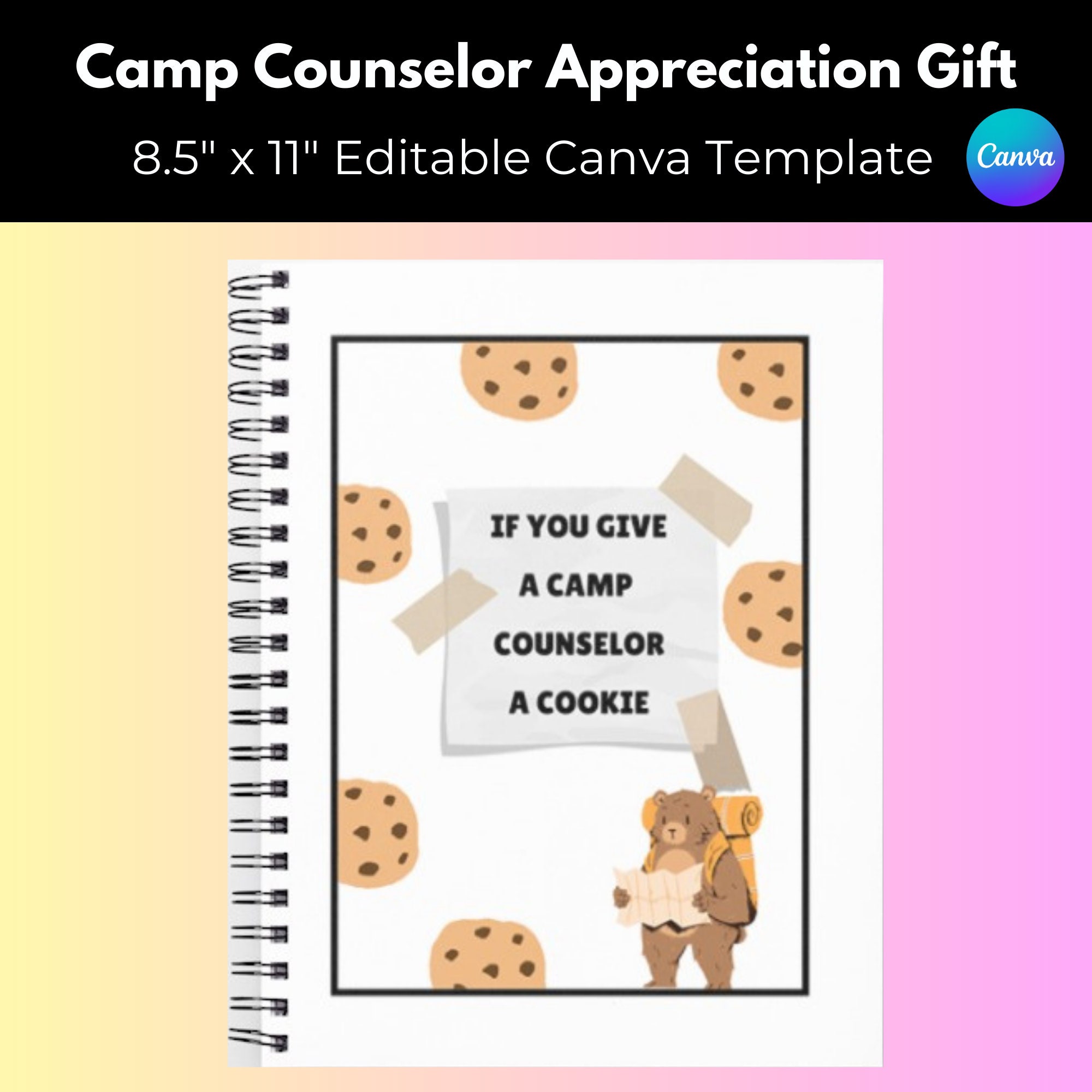 If you Give a Camp Counselor a Cookie Digital Download, Camp Appreciation Gift, End of Year Camp Leader Gift, If you Give a Mouse a Cookie
