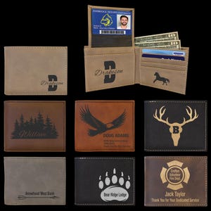 Billetera para hombre Billetera personalizada con monograma Regalo para hombre con iniciales o escritura