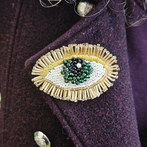 Hand Perlen Brosche, Evil Eye Perlen Brosche, grün Auge, einzigartige Geschenke, Perlen Schmuck, Evil Eye Pin, viktorianischen Brosche, exklusive Brosche
