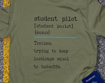 Funny Student Pilot Noun Shirt, Gift for Flight School Student, Future Aviator Tee, Pilot Humor Clothing, Airplane Graduation Apparel