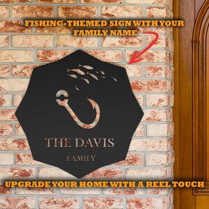 Personalized Fishing House Sign Custom Family Name Welcome House Plaque Metal Entrance Decor Fisherman Gift Custom Home Sign Lake Cabin Sign