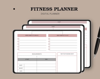 Elegant Fitness Goal Sheet Planner, stylish personal planner for tracking health milestones, perfect gift for fitness enthusiasts.