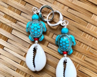Gullah Geechee Sea Turtle Cowrie Earrings