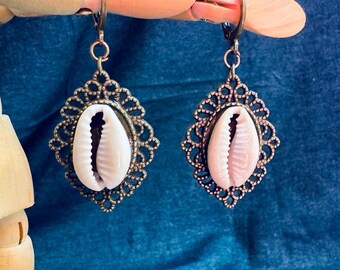 Filigree Cowrie Shell Earrings