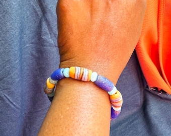 Krobo Recycled Glass and Amazonite Bracelet