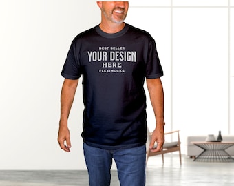 Real Model Mock | Comfort Colors C1717 Black Tshirt Mockup | Dad Tee | C1717 Mock | Simple Aesthetic Male Mock | Comfort Colors 1717 Black